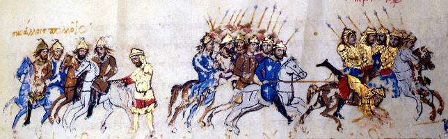 A battle between the cavalry of the Byzantines and the Seljuks.