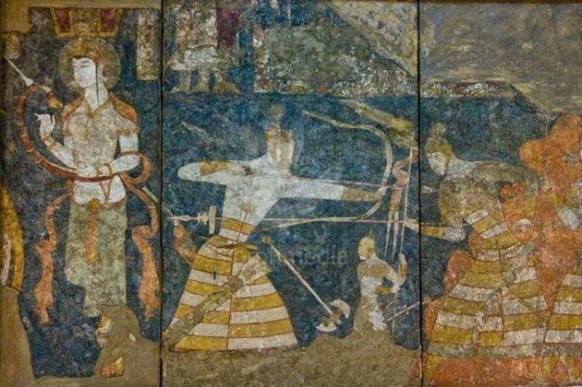 Sogdian mural of a battle, Piandjikent. State Hermitage Museum, St. Petersburg.