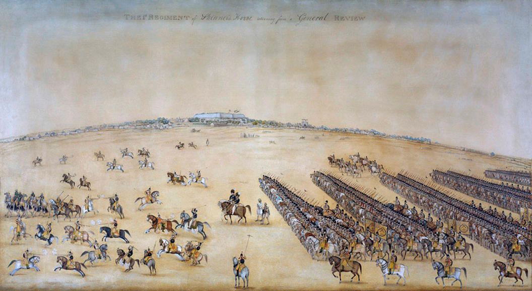 The 1st Regiment of Skinner's Horse returning from a General Review', India, 1828. National Army Museum, Chelsea, London, England.