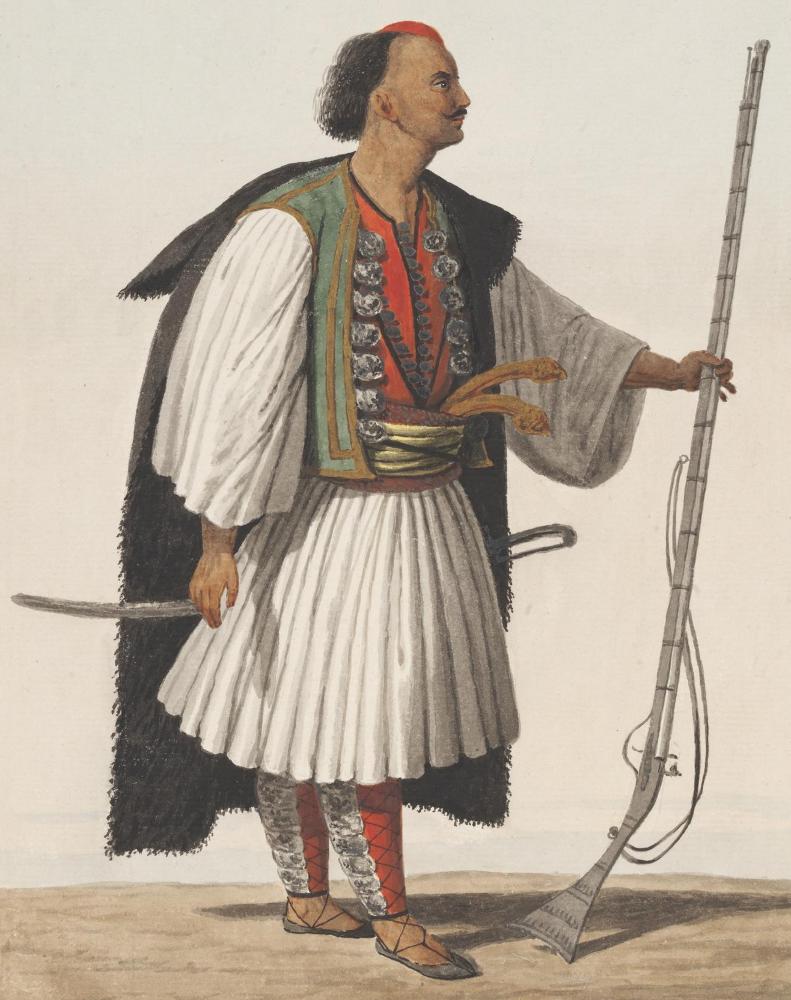 Arnavut, or Albanian. Stratford Canning's Pictures of Turkey. Ottoman Illustrations of Costume and Soldiers