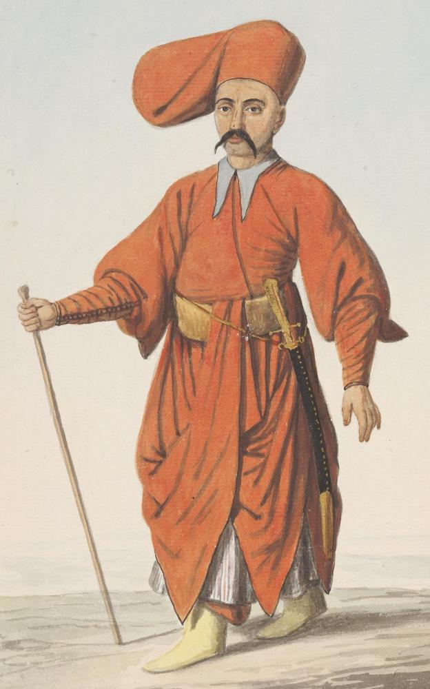 Bostanci, or Imperial Guard. Stratford Canning's Pictures of Turkey. Ottoman Illustrations of Costume and Soldiers.