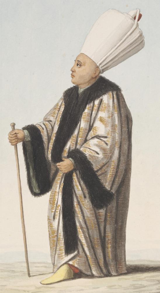Devsirme Agayeri, a recruiting officer for the Janissaries. Stratford Canning's Pictures of Turkey. Ottoman Illustrations of Costume and Soldiers.