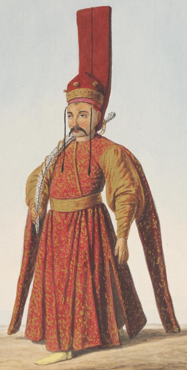 Silâhdar Aga, or sword bearer to the Sultan. Stratford Canning's Pictures of Turkey. Ottoman Illustrations of Costume and Soldiers