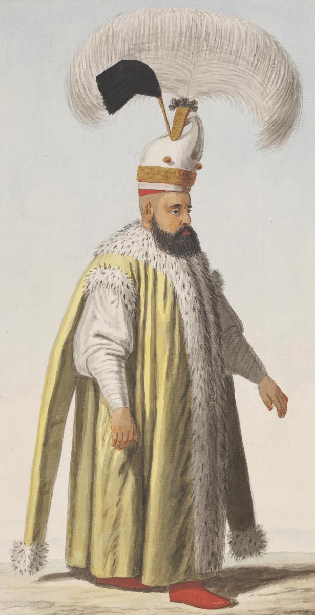 A Solak or Kulkethüdagasi. Stratford Canning's Pictures of Turkey. Ottoman Illustrations of Costume and Soldiers