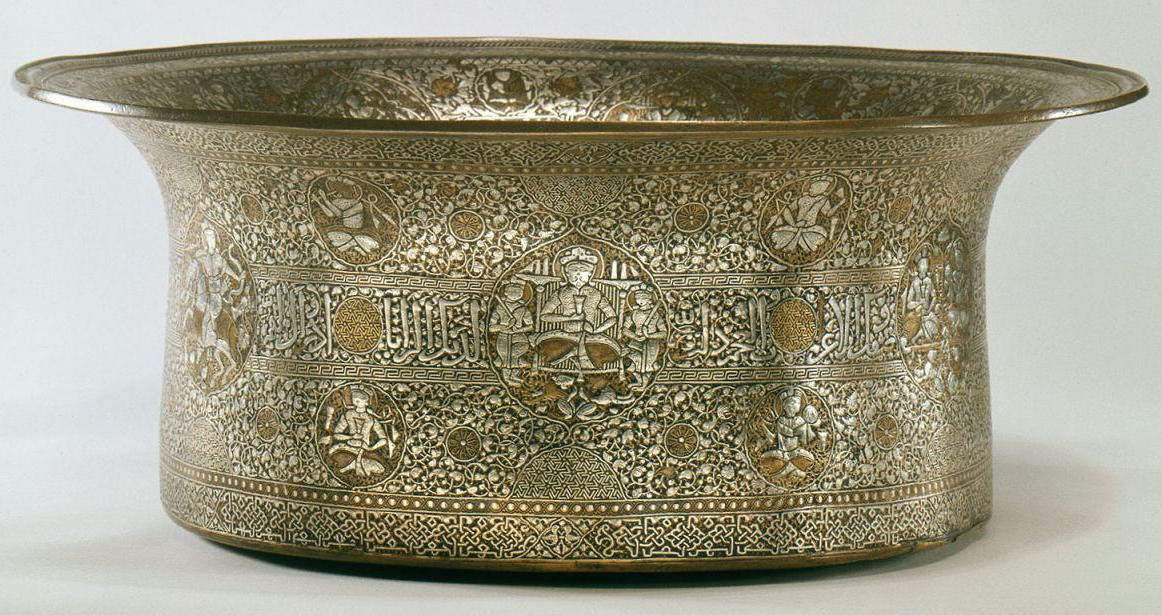 Inlaid metal basin, 13th century AD, Staatliche Museen, Berlin.