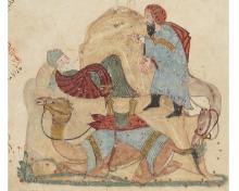 folio 134r Abu Zayd sleeping and al-Harith
