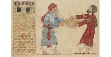 folio 44r Abu Zayd grabbing his wallet