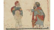 folio 57r Abu Zayd weeping over his declining virility