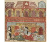 folio 89r Abu Zayd and merchants asleep
