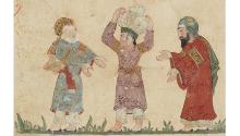 folio 90r Abu Zayd, his son and al-Harith