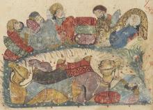folio 9v Caravan at rest