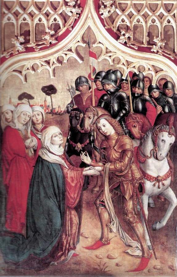 Marching out of a Hungarian bandery, from the St Elisabeth altar, Koice, Slovakia