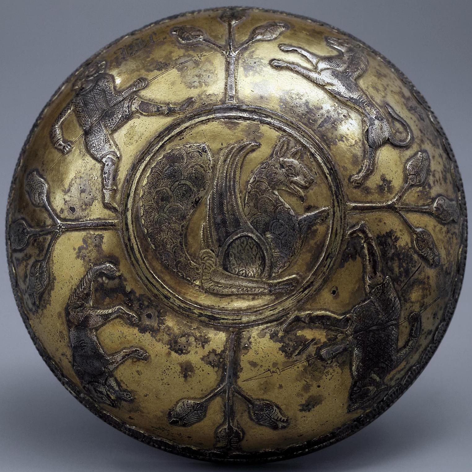Sassanid Bowl with Hunting Scenes and a 'Senmurv'. State Hermitage Museum, St. Petersburg. S-57