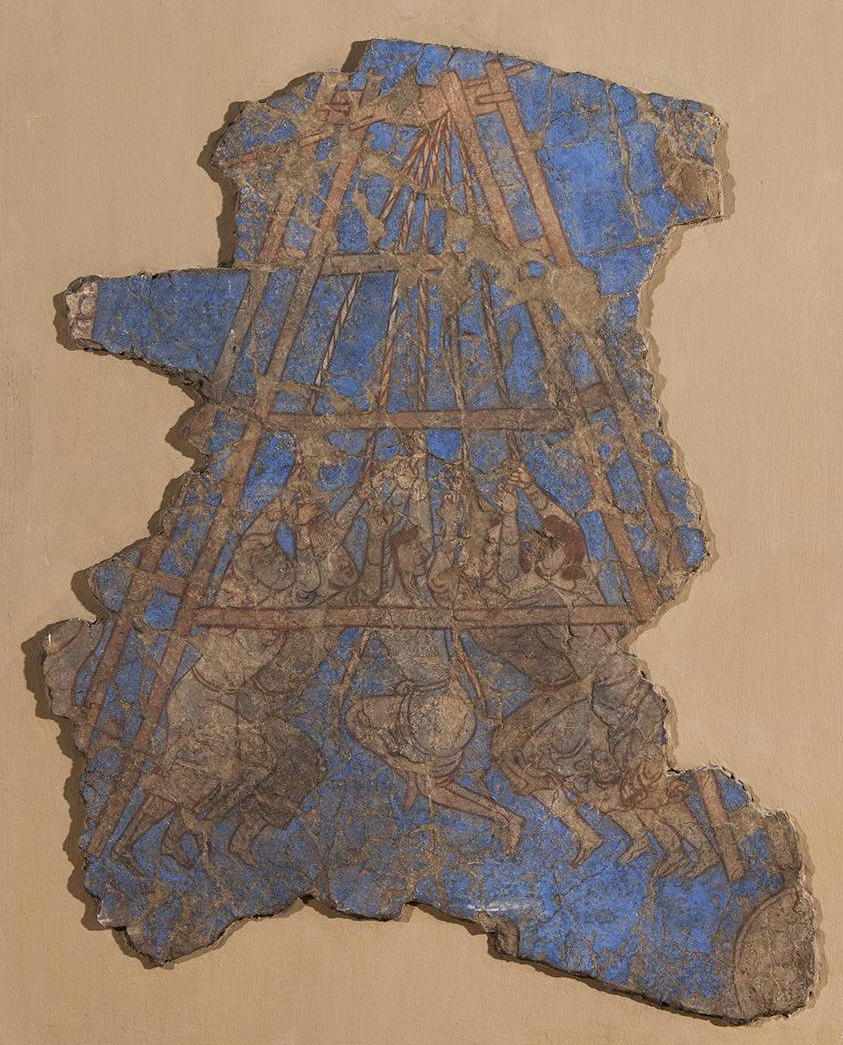 Wall-painting: Siege Engine. Piandjikent, early 8th century AD. State Hermitage Museum, St. Petersburg.