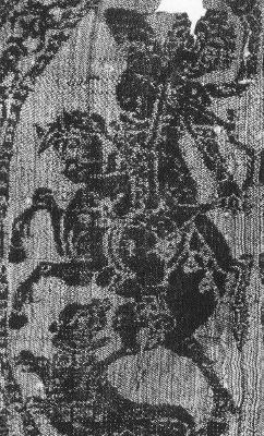 Amazon Horse Archer on a Samite Textile, Syria or Egypt, 6th-8th centuries. Metropolitan Museum of Art, 1927.58.1.