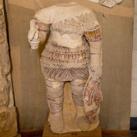 Armoured Statue from Bath Porch, Khirbat al-Mafjar, Palestine, eighth century AD. Palestine Archaeological (Rockefeller) Museum, Jerusalem.