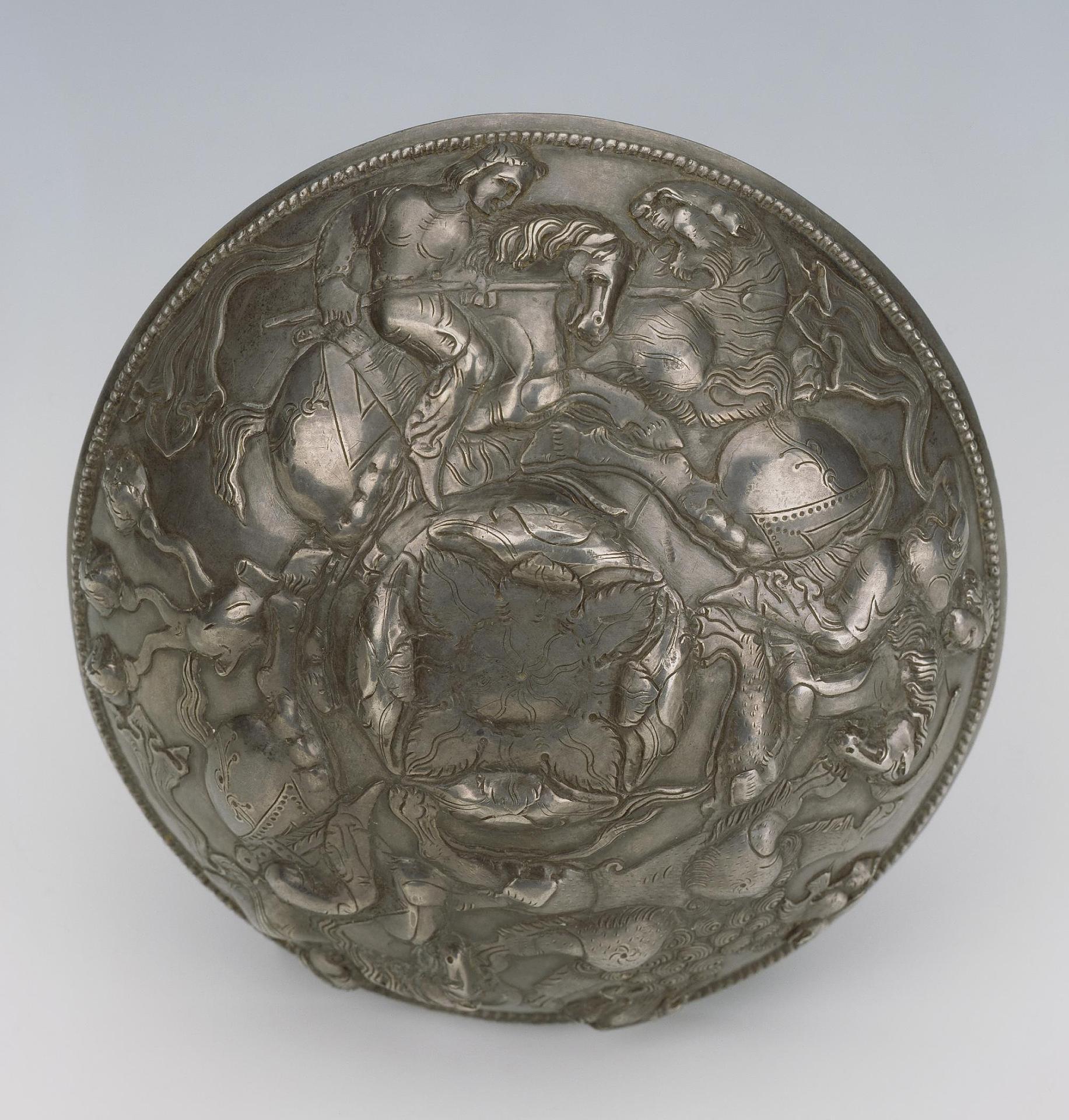 Bowl Depicting a Lion Hunt, 4th-5th century, Northern India, State Hermitage Museum, St Petersburg, S-8