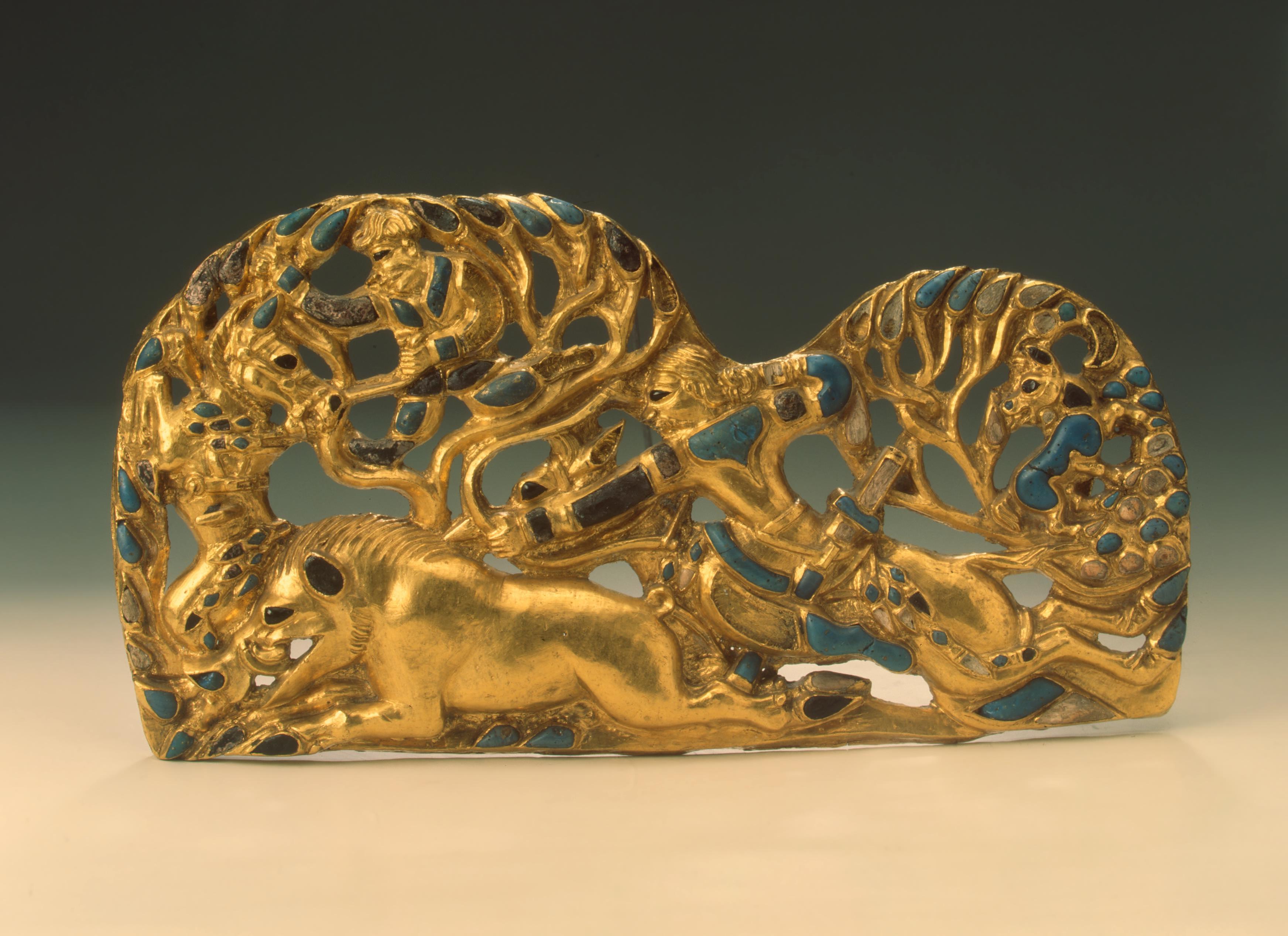 Sakae or Sarmatian Belt Buckle (Left) of a Boar Hunt, Hermitage Museum, St. Petersburg