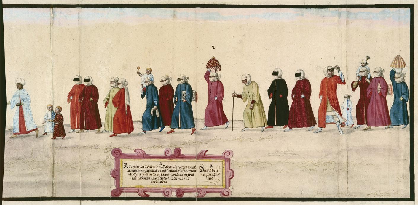 Turkish women on the way into the bath