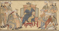 Abu Salih Mansur succeeding his father, Nur I, as king of the Samanid Empire, f118r