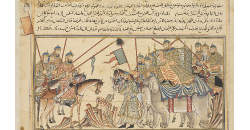 Ghaznavid ruler Mahmud ibn Sebuktegin about to engage in battle with the ruler of Bahatiyah (India), f126v