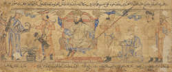 Tahmuras enthroned, upper & Jamshid enthroned, lower, f2v