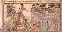 Mahmud ibn Sebuktegin attacks the rebel fortress of Zarang in Sijistan in 1003AD, f124v