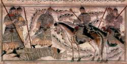 Ravan, king of Lanka and king of the demons, lies dead before Rama, a scene from the Indian epic, the Ramayana, f30b/270b