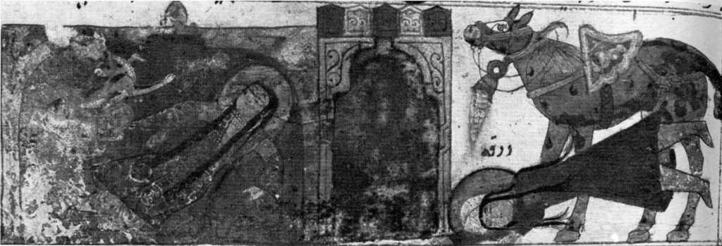 Fainting of Warqah and of Gulshah seeing themselves from afar