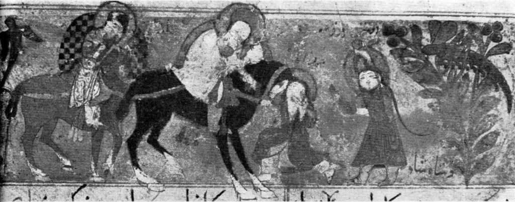 The King attends the departure of Warqah on horseback, leaving Sham